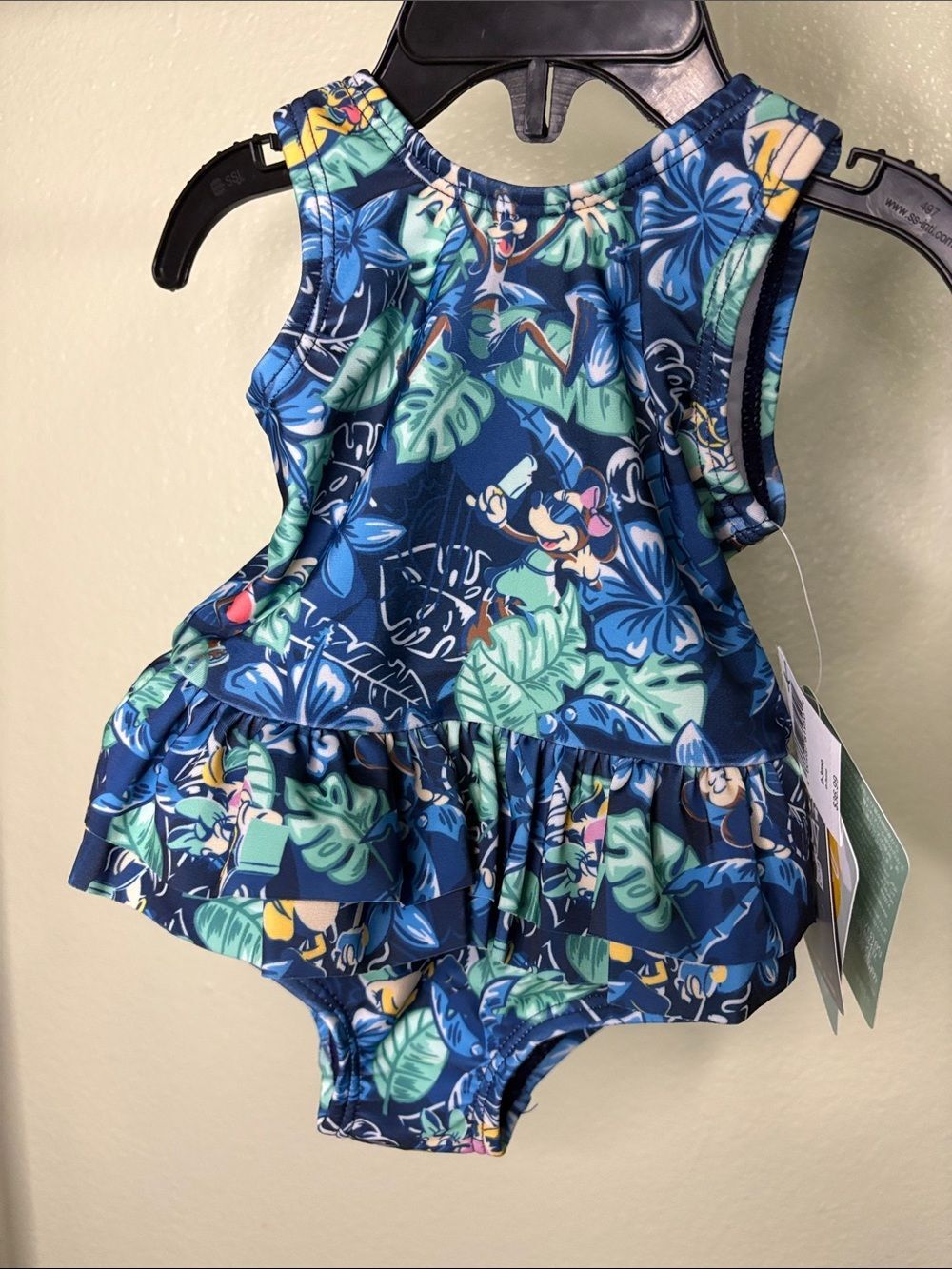 NWT Disney Tropical Floral Ruffle One-Piece Swimsuit - Baby Size 0-3M